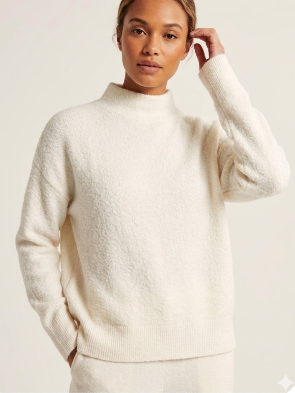 Joie Cozy Mock Neck Soft White Sweater